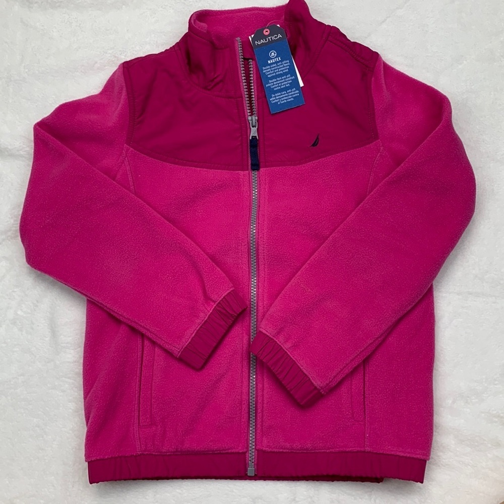 NAUTICA Big Girls Mock-Neck Polar Fleece Zip-Up Jacket Size M (8/10)